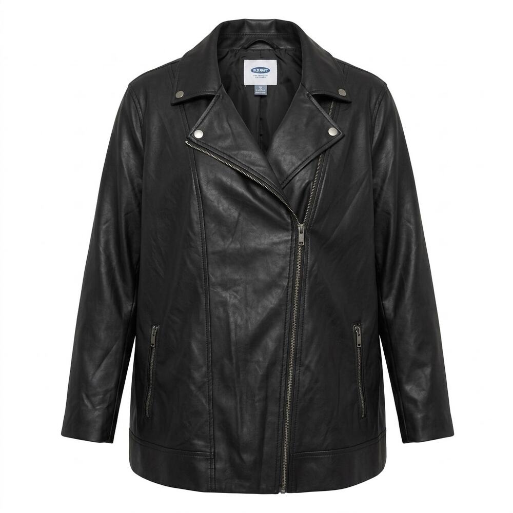Old Navy San Faux Leather Full Zip Asymmetrical Lined Jacket Women Size 3X